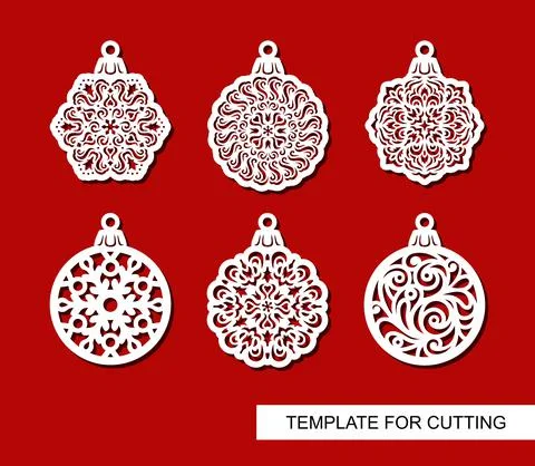 Set of hanging Christmas decorations.  Stock Illustration