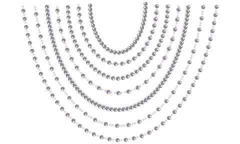 Set of hanging string of black pearls isolated on white background. Stock Illustration