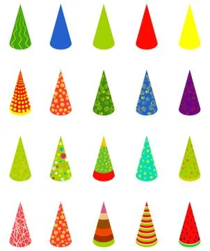 Set happy birthday cap Illustrazione stock