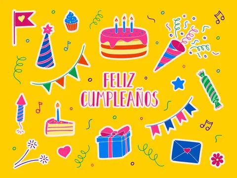 Set of Happy Birthday party elements. Illustrazione stock