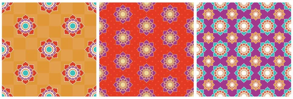 Set of Happy Diwali Seamless Pattern Illustration Design with Light Festiva.. Stockillustratie