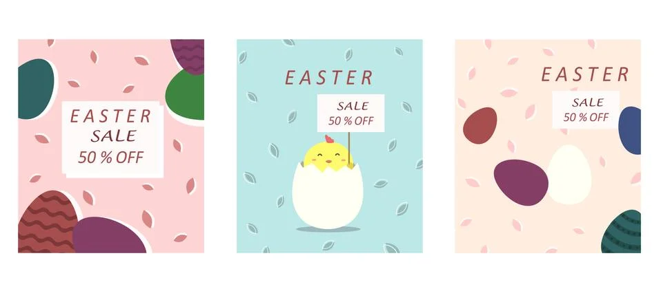 Set of Happy Easter cards. Stock Illustration
