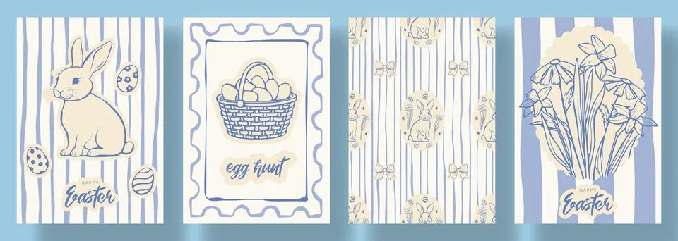 Set of Happy Easter cards イラスト素材