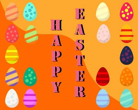 Set of Happy Easter eggs Illustrazione stock