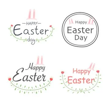Set Of Happy Easter Labels. Elements For Calligraphic Designs. Illustrazione stock