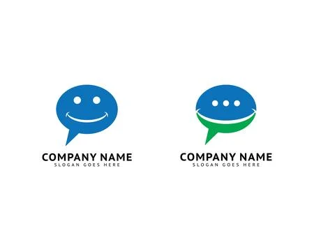 Set of Happy Face Chat Speech Bubble Logo Vector Template Design Ilustración de archivo