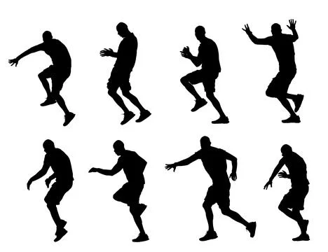 Set happy man crazy dance pose vector silhouette Stock Illustration