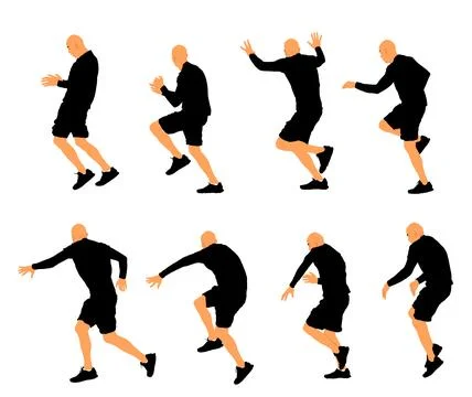 Set happy man crazy dance pose vector illustration Stock Illustration