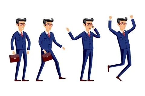 Set of Happy office man. Vector illustration Stock Illustration