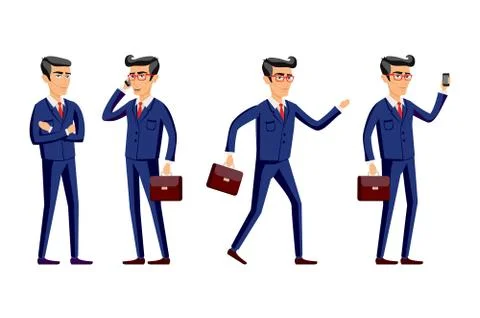 Set of Happy office man. Vector illustration Stock Illustration