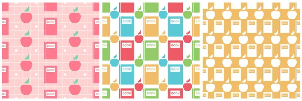 Set of Happy Teacher Seamless Pattern Design Educational Style Elements in .. イラスト素材