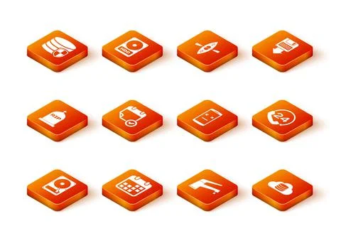 Set Hard disk drive HDD, Calendar, Tombstone with RIP written, check mark, Water 스톡 일러스트