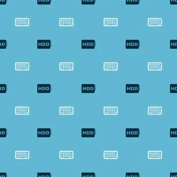 Set Hard disk drive HDD and Keyboard on seamless pattern. Vector イラスト素材