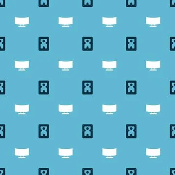 Set Hard disk drive HDD and Computer monitor screen on seamless pattern. Vector 스톡 일러스트