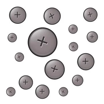 Set of hats bolts of different sizes. Vector graphics. Stock Illustration