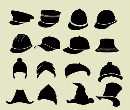 Set of hats Stock Illustration