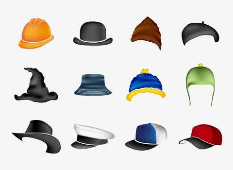 Set of hats Stock Illustration