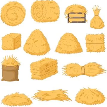 Set of haystacks on white background Stock Illustration