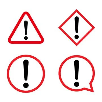 Set of hazard warning, warn symbol vector icon flat sign symbol with exclamat Stock Illustration