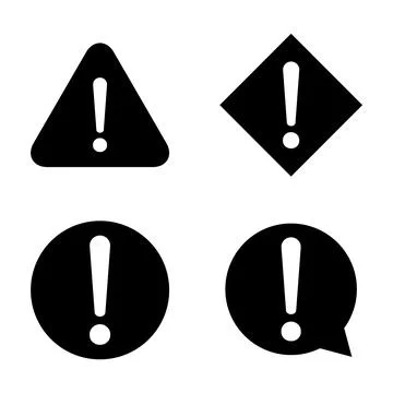 Set of hazard warning, warn symbol vector icon flat sign symbol with exclamat Stock Illustration