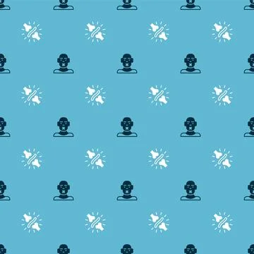 Set Head of deaf and dumb and Joint pain, knee pain on seamless pattern. Vector Stock Illustration