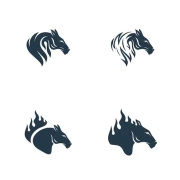 Set of Head Horse logo design vector. Horse Fire logo template. Illustration  Stock Illustration
