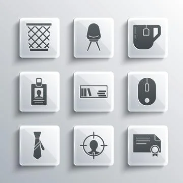 Set Head hunting concept, Certificate template, Computer mouse, Shelf with books 스톡 일러스트