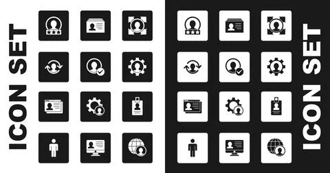 Set Head hunting, Create account screen, Human resources, with gear, Resume Stock Illustration
