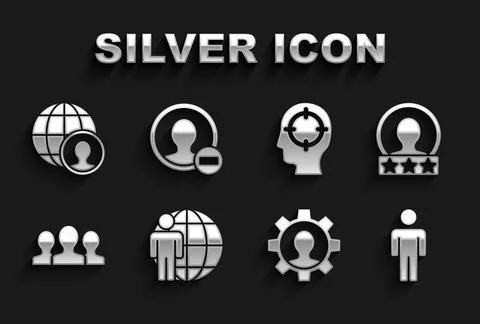Set Head hunting, Create account screen, User of man, Human with gear, User.. Stock Illustration
