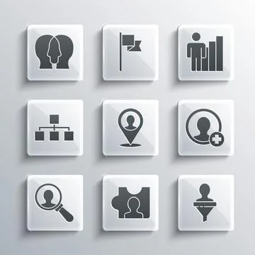 Set Head hunting, Create account screen, Location with person, Magnifying g.. Stock Illustration