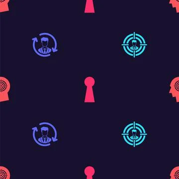 Set Head hunting, Human resources, Keyhole and concept on seamless pattern Stock Illustration