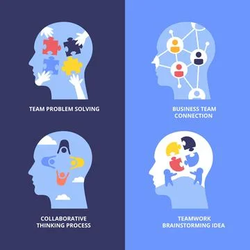 Set of Head Icon Symbol Concept Sign Collection. Labeled Team Problem Solvi.. イラスト素材