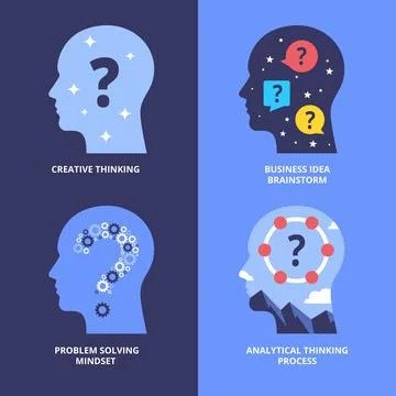 Set of Head Icon Symbol Concept Sign Collection with Creative Thinking Icon.. Stock Illustration