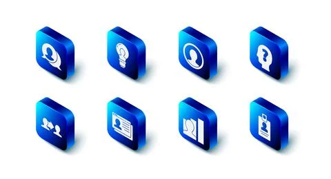 Set Head with lamp bulb, Create account screen, question mark, Identification Stock Illustration