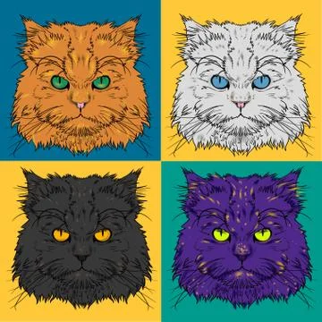 Set of Head of the Persian cat graphics 스톡 일러스트