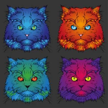 Set of Head of the Persian cat graphics Illustrazione stock