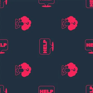 Set Head with question mark and Speech bubble text Help on seamless pattern Stock Illustration