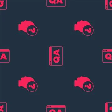 Set Head with question mark and Question and Answer on seamless pattern. Vect Illustrazione stock