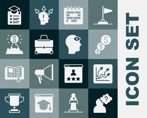 Set Head with question mark, Financial growth increase, and dollar, Calendar Stock-Illustration