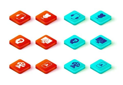 Set Head with question mark, Psychologist online, Armchair and icon. Vector Stock Illustration