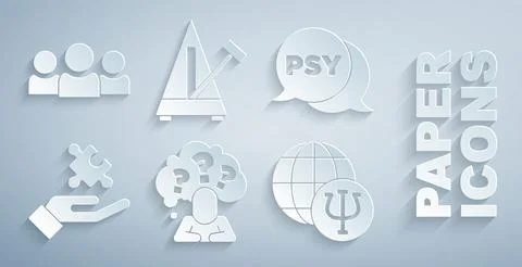 Set Head with question mark, Psychology, Psi, Solution to the problem, Metronome Stock Illustration