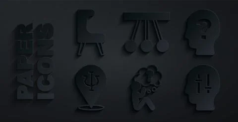Set Head with question mark, Psychology, Psi, Solution to the problem, Pendul Stockillustratie