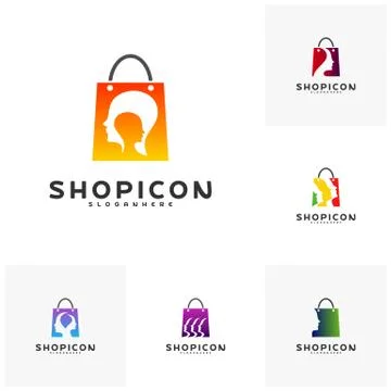 Set of Head Shop Logo Template Design Vector Stock Illustration