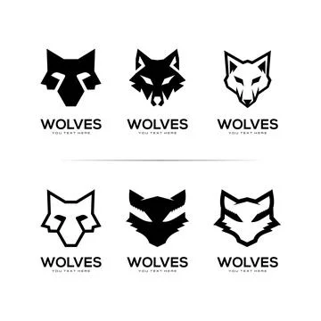 Set of head wolf logo vector illustration Stock Illustration
