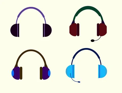 Set of headphone with different style and color vector design Stock Illustration