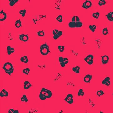 Set Healed broken heart, Microscope, Dialogue with the doctor and Medicine pi Stock Illustration