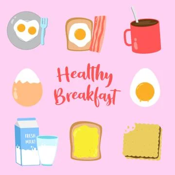 Set of healthy breakfast vector design collection Illustrazione stock