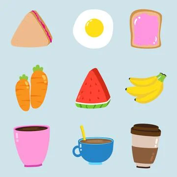 Set of healthy breakfasts icons Stock Illustration