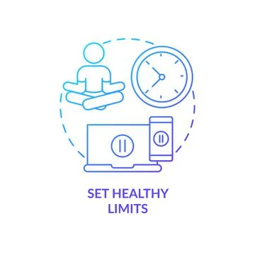 Set healthy limits blue gradient concept icon Ilustración de archivo