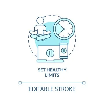 Set healthy limits turquoise concept icon Ilustración de archivo